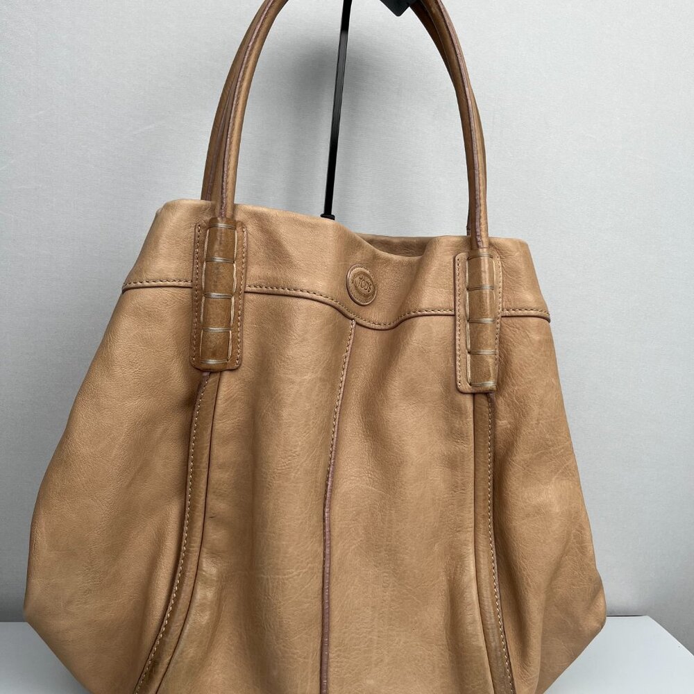Tod's Leather Top Handle Shoulder Bag Beige - Picture 3 of 4